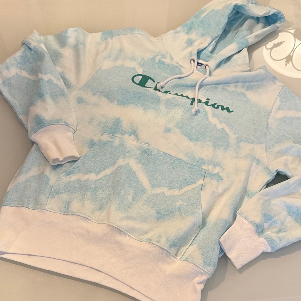 Champion Sky Blue and White Hoodie - size M